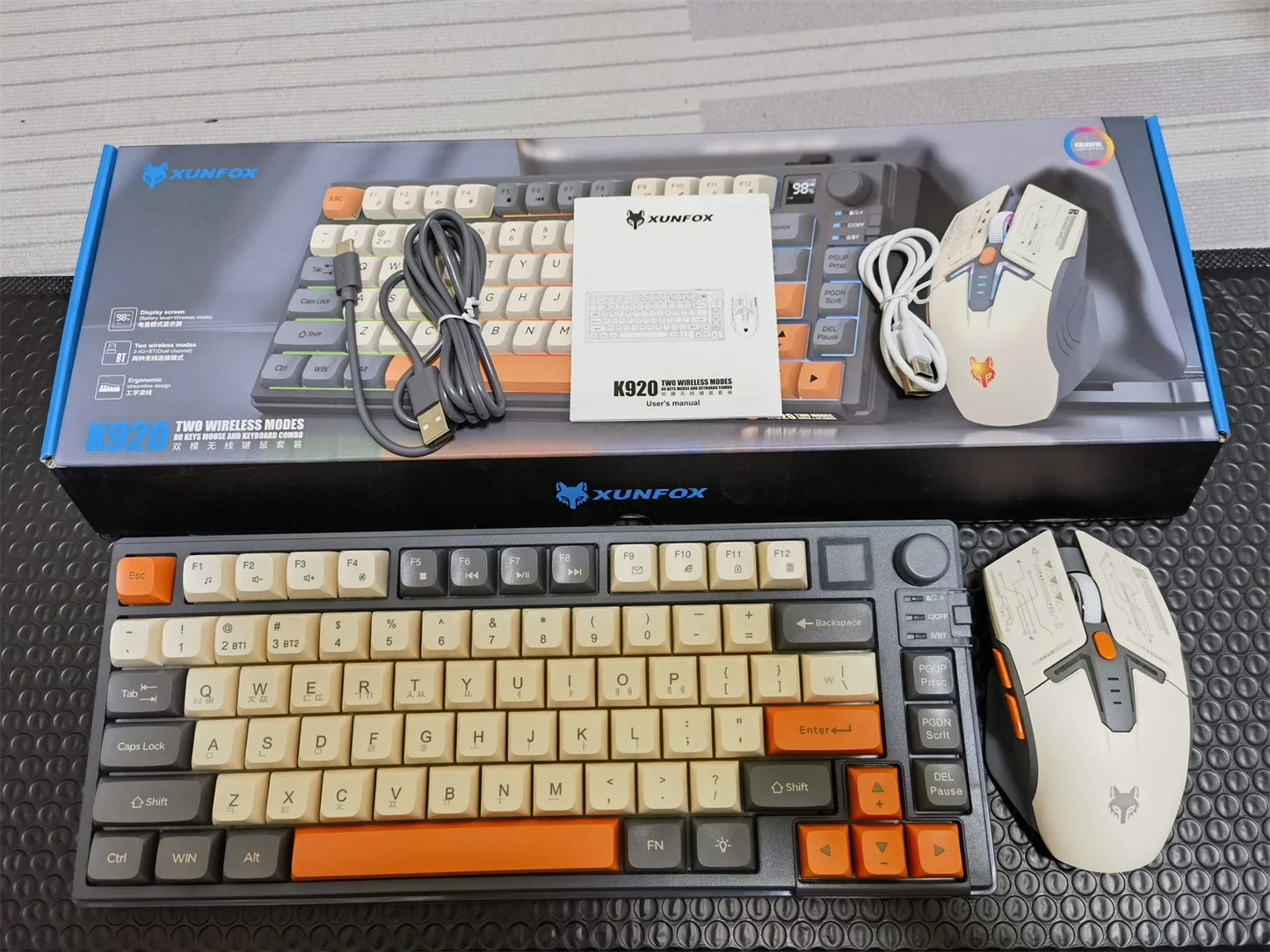 Wireless Keyboard 80 Key 80% Layout Spanish Russian Arabic Korean Keyboard Mouse Set Bluetooth 2.4G 2000mAh Type C K92 Backlight