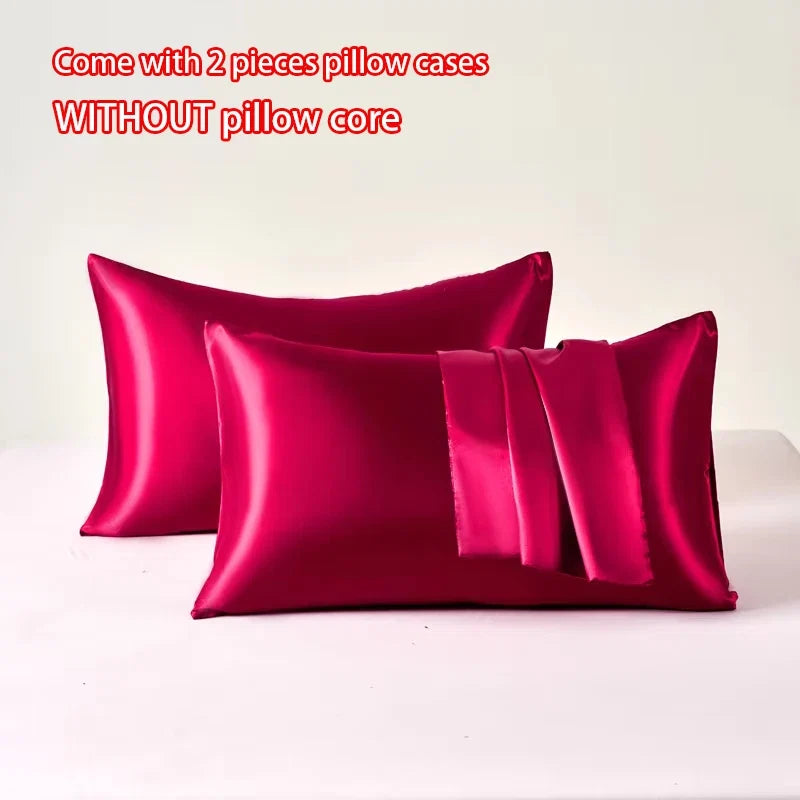2pcs Satin Pillowcase for Skin and Hair, Satin Pillow Cases Set of 2 Soft Breathable Smooth Cooling Pillow Covers for Sleeping