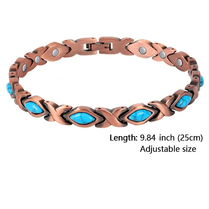 Women Magnetic Therapy Anklets 99.9% Pure Solid Copper 3500 Gauss Magnets Ankle Pain Relief for Arthritis Adjustable Size