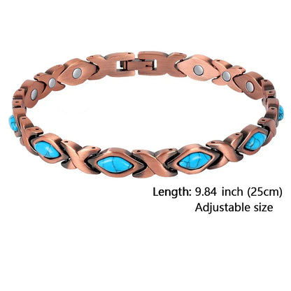 Women Magnetic Therapy Anklets 99.9% Pure Solid Copper 3500 Gauss Magnets Ankle Pain Relief for Arthritis Adjustable Size