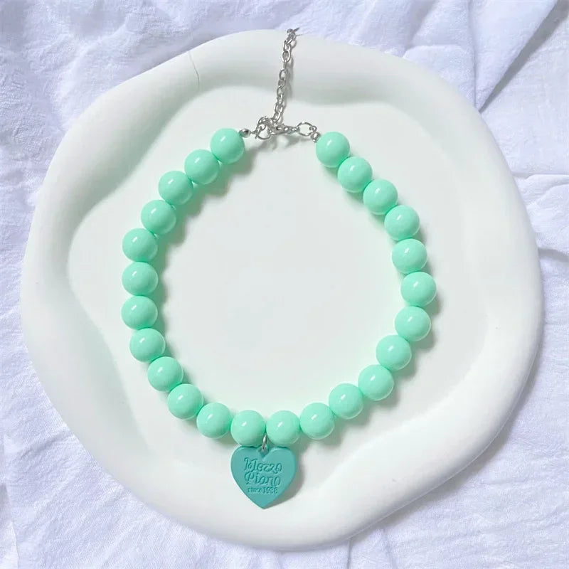 Princess Heart Pendant Pet Pearl Collar Dog Necklace Cat Jewelry Collar Puppy Accessories Dog Chain Chihuahua Wedding Jewelry