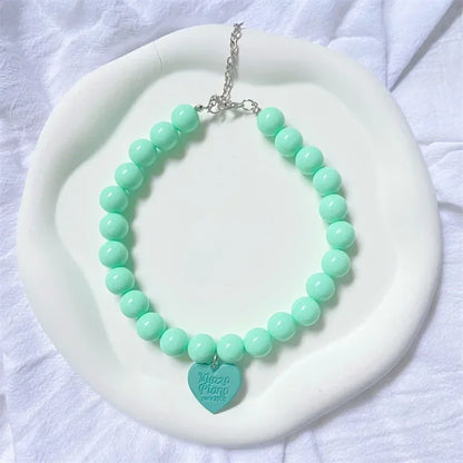 Princess Heart Pendant Pet Pearl Collar Dog Necklace Cat Jewelry Collar Puppy Accessories Dog Chain Chihuahua Wedding Jewelry