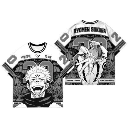 Bandai Sukuna Jujutsu Kaisen Monochrome Manga Panel Jersey Cursed King No. 20 Adult Kids T-Shirt Summer Quick-dry Lightweight