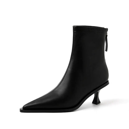 2025 Fashion Women Shoes Ankle Boots Sexy Autumn Winter Pointed Toe High Heels Genuine Leather Casual Black Shoes Size 34-40