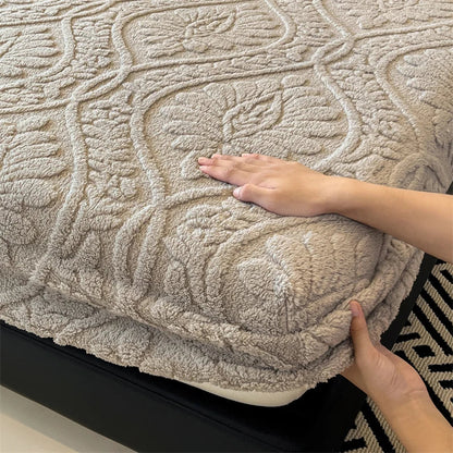 Warm Fleece Elastic Fitted Bed Sheet Thermal Winter Sheets Mattress Topper Protector Cover for Single Couple Double Bedsheet