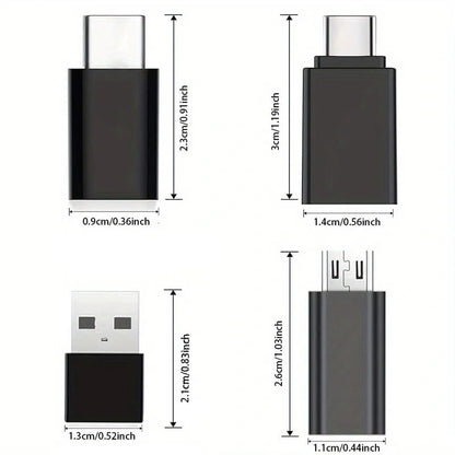 8pcs USB to USB C Adapter, USB Type C Female to USB Adapter, Micro USB to USB C Female Male Converter Connector, for Laptop Car