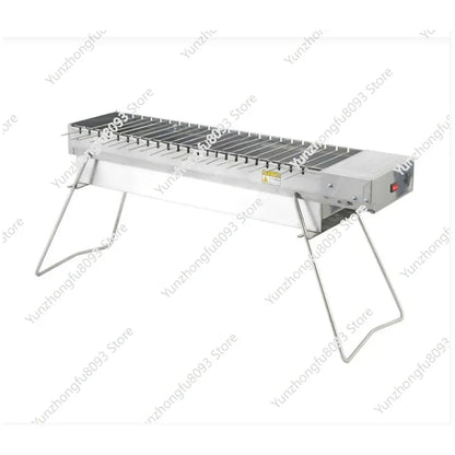 Camping Grill Rack Automatic Flipping Barbecue Machine, Folding Charcoal BBQ Machine Outdoor Camping Tool