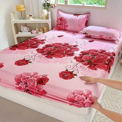 3pcs Print Bedding Set, Soft and Comfortable, Suitable for Bedroom, Guest Room One Fitted Sheet + Two Pillowcases, No Core