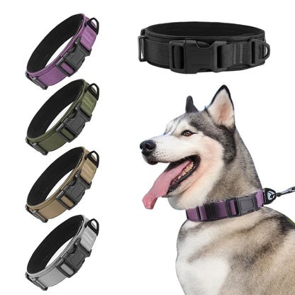 Large Medium Dog Tactical Collar High Strength Tensile Explosion-Proof Pet Collar Outdoor Training Supplies for Canines