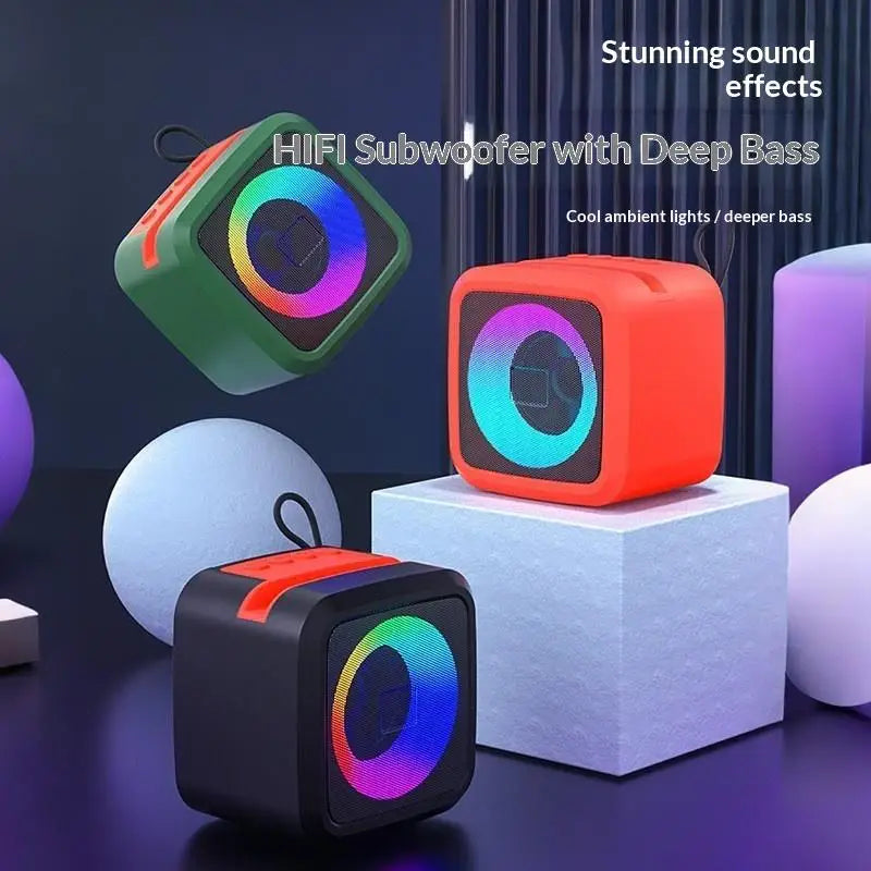 Mini Portable Bluetooth Speaker With Phone Holder, RGB Lights, Super Bass & 10H Playtime For Travel