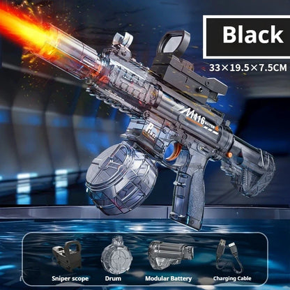 M416 Electric Water Gun Fully Automatic with Flash, High-speed Continuous Shooting Summer Outdoor Toy Water Gun Children's Gift