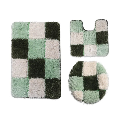 European Style Flocking Floor Mat, Household Bathroom Water Absorption and Anti Slip Mat Combination Set of Three Pieces
