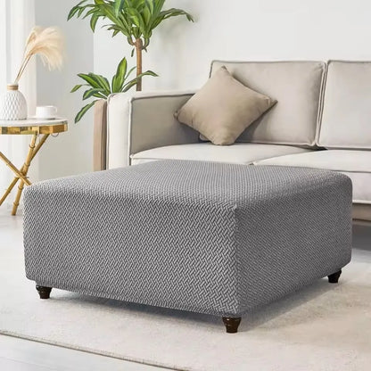T-Shape Jacquard Square Stool Cover Ottoman Stool Cover Elastic Sofa Footrest Slipcovers for Living Room Office Home Decor