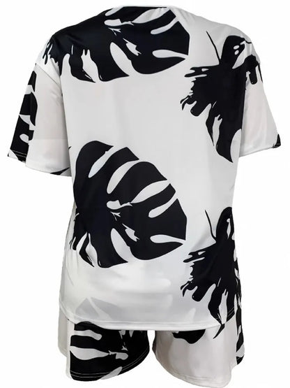 2 Pieces Set Sexy Plus Size Summer Fashion Women Set Female Tops Short Sleeve Tops And Shorts Suit Matching Outfit 2025