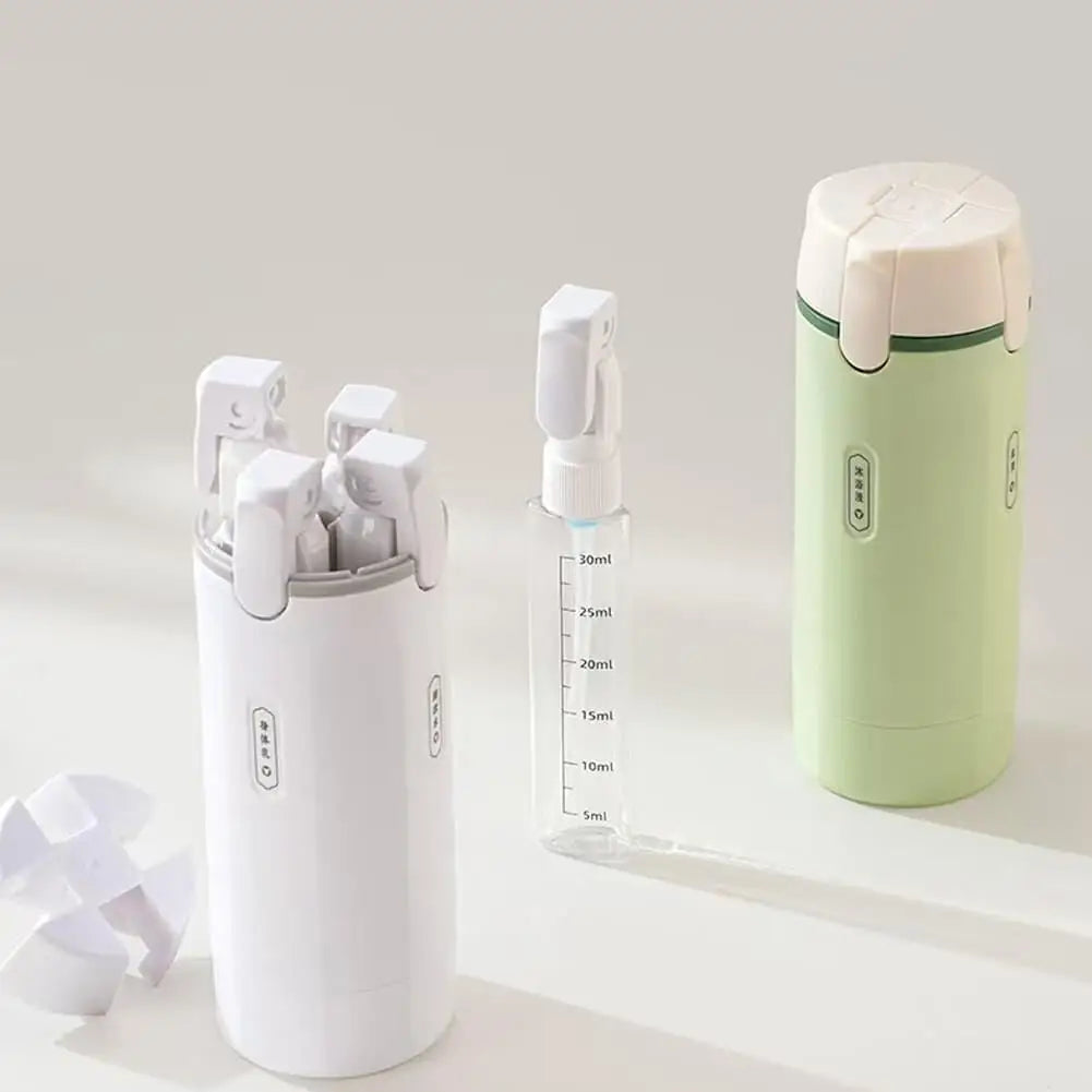Portable 4 In 1 Travel Dispenser Leak Proof Refillable Bottles Toiletry Container for Shampoo Conditioner Body Wash Lotion