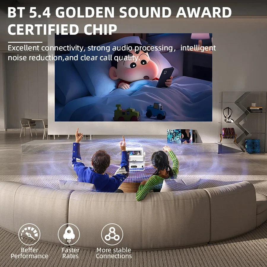 4K Touch Screen Projector with WiFi Bluetooth, Auto Focus Smart Portable Game Projector, Mini Outdoor Movie Projector Compatible with Phone/ TV /pc for Bedroom Home Theater ﻿