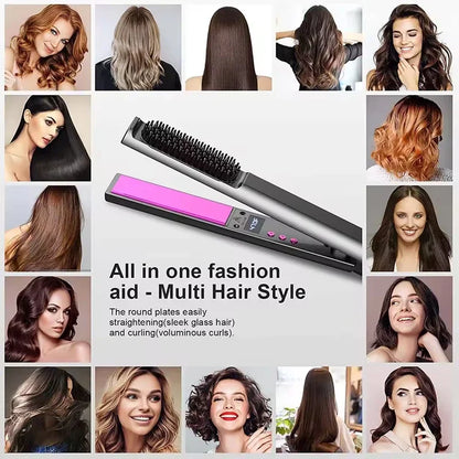 2 in 1 Hair Straightener Multifunctional Curling & Straightening Brush