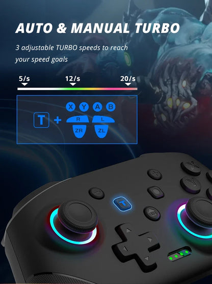 DATA FROG Wireless Controller For Switch OLED/Lite Console Pro Gamepad with 1000Mah Battery Programmable Turbo Function