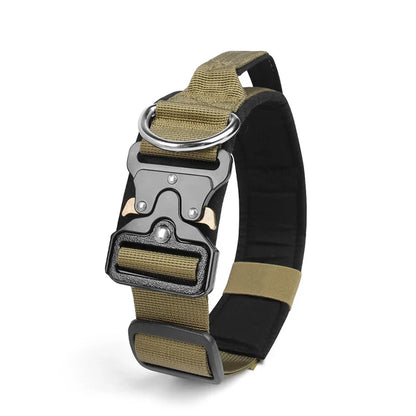 Adjustable Tactical Dog Collar with Metal Buckle Outdoor Walking Training Durable Nylon Collars for Medium Big Dogs Pet Supplies