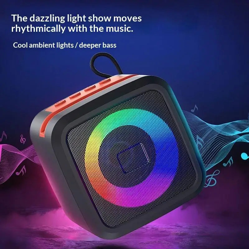 Mini Portable Bluetooth Speaker With Phone Holder, RGB Lights, Super Bass & 10H Playtime For Travel