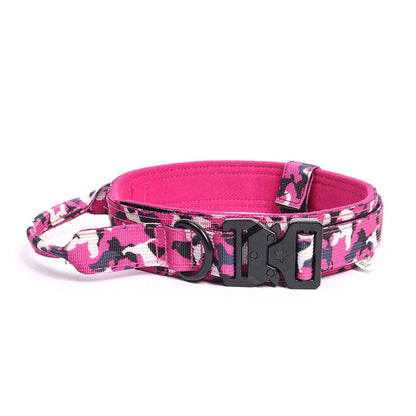 Tactical Dog Collar with Handle Heavy Duty Nylon Collar for Medium Large Dogs Adjustable Camo Pet Collar with Metal Buckle