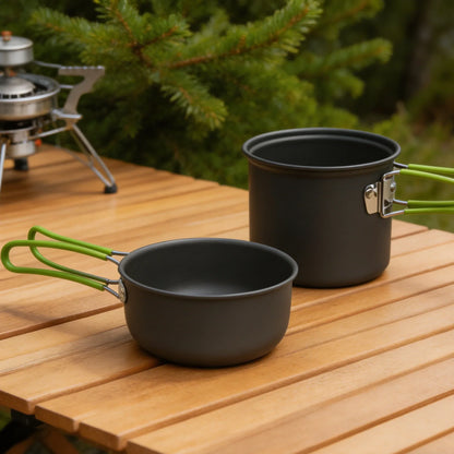 Ultralight Camping Pot Set: Camping Cookware Mess Kit (Outdoor Cooking Tableware) – For Hiking, Trekking, Picnic, Fishing, Mount