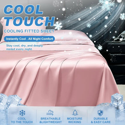 Summer Cooling Bed Sheet Breathable Comfortable Cooling Blanket Ice Silk Fabric Solid Color Flat Sheet Luxury Bedding Sheet