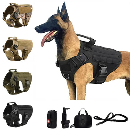 CANBOUN Tactical Military Vest Pet German Shepherd Golden Retriever Tactical Training Dog Harness And Leash Set For All Breeds D