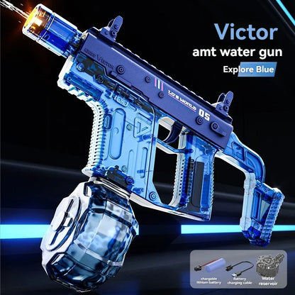 Large Capacity Victor Electric Water Gun Toy, Absorb Water Automatic Continuous Shooting, With Lights, Summer Beach Pool Gift