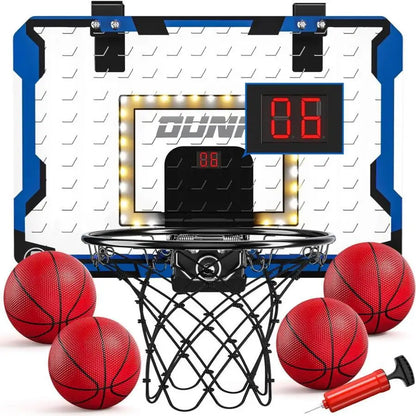 LED light electronic wall mounted basketball hoop, water pool home basketball hoop with 4 basketballs, family party game supplie
