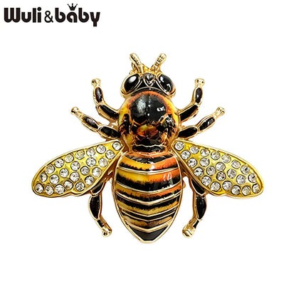 Wuli&baby Cute Rhinestone Bee Brooches For Women Unisex 5-color Beautiful Insects Party Office Brooch Pins Gifts