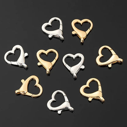 10pcs Heart Shaped Spring Clasps Metal Lobster Clasps Bag Clips Hook Dog Chain Buckles DIY Keychain Jewelry Making Accessories