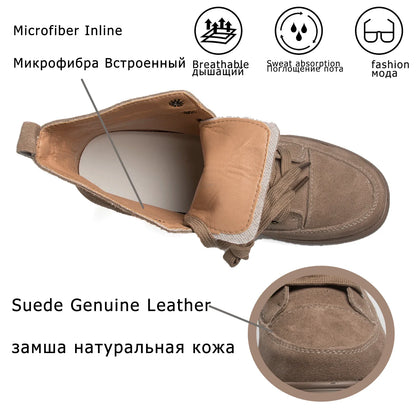 Fujin 12cm Suede Genuine Leather Women Shoes Wedge High Heel Platform Casual Breathable Casual Winterr Shoes Women Ankle Boots