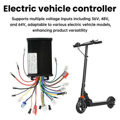 36V 48V 64V 450W 22-25A Electric Scooter E-Bike Sine Wave Brushless Motor Controller Triple-Mode Silent HY3208 MOS Transistor