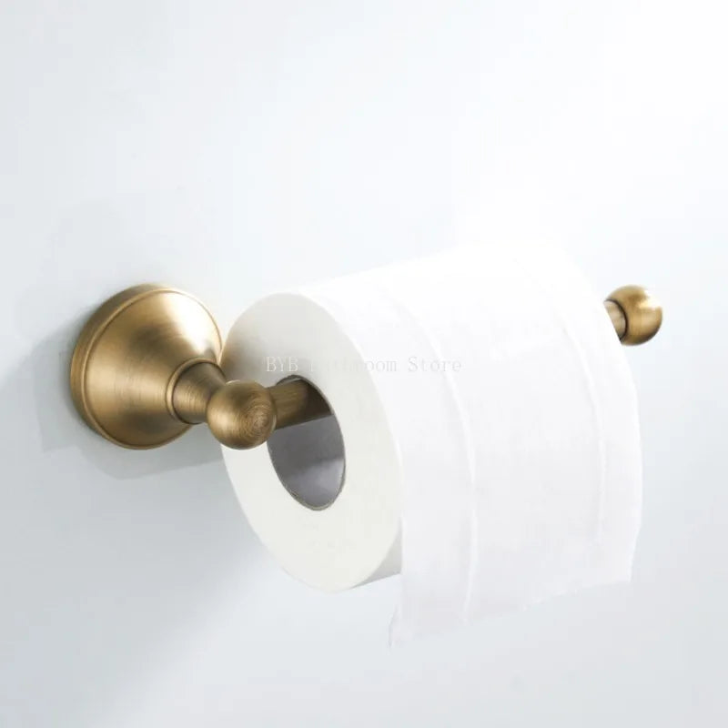 Bathroom Accessories Antique Brass Wall Mounted Toilet Paper Holder Towel Ring Robe Coat Hook Bathroom Hardware