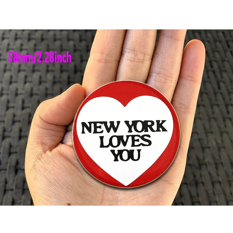 32/44/58mm Creative Round Animal Letter  Pins Cartoon Character Funny Quotes Brooch Badge Punk Jewelry Gift For kids or Firends