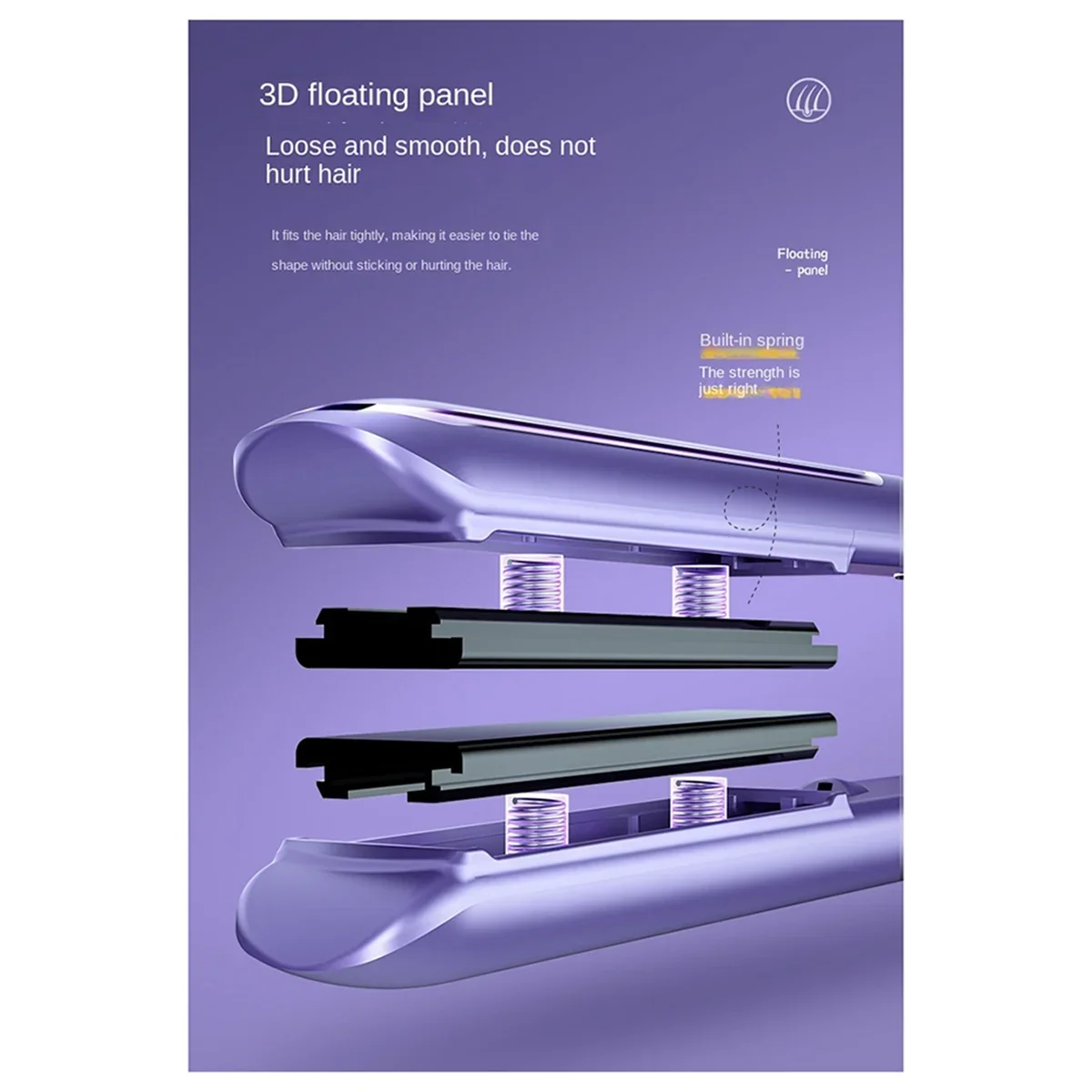 ABUB Electric Ceramic Hair Straightener 5 Temps Mini Straightener Heating Comb Anti Scalding Styling Tool-D US Plug