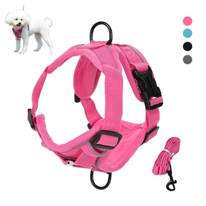 Pet Dog Leash Harness Tactical Training Puppy Vest Harnesses For Small Medium Dogs Cats Reflective Pug Chest Strap Accessories
