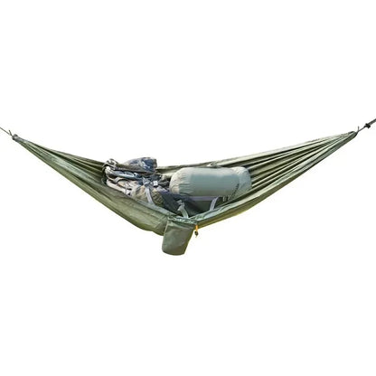Portable and easy-to-setup small storage hammock for hiking, mountaineering, cycling, and camping — compact hammock for gear org