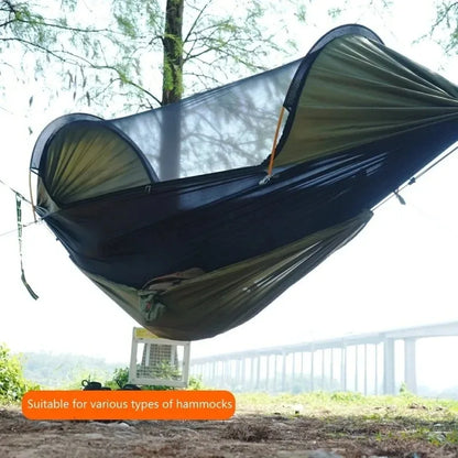 Portable and easy-to-setup small storage hammock for hiking, mountaineering, cycling, and camping — compact hammock for gear org