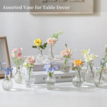 10/20pcs Mini Glass Vase Modern Clear Hydroponic Flower Vase Retro