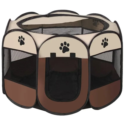 Foldable Pet Tent Kennel Cat Delivery Room Octagonal Fence Puppy Shelter Detachable Summer Pet Tent Outdoor Cat Cage Dog Fences