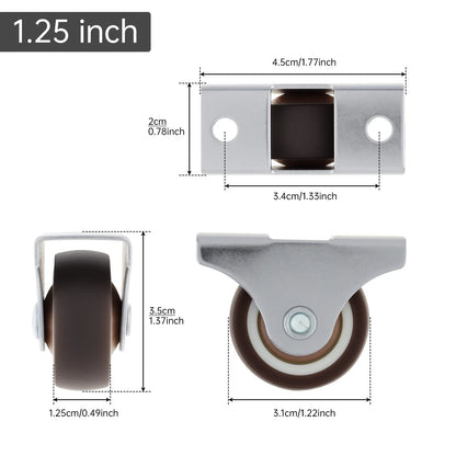 4pcs 1 inch/1.25 inch/1.5 Inch/2 inch Universal Casters Furniture Wheel Caster Silent Trolley Wheels for Sofa Chair Table