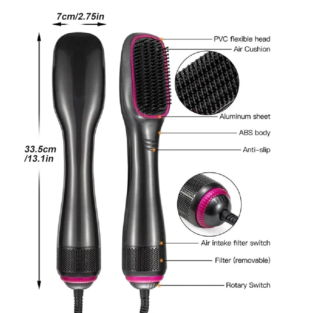1PCS Hair Dryer Brush Blow Dryer Brush Straightener, 3-in-1 1200w