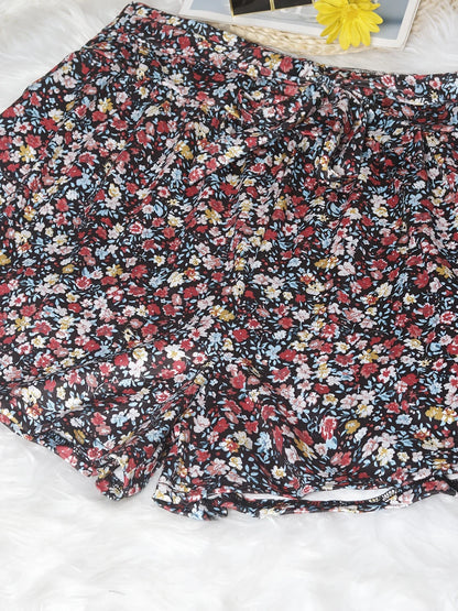 Plus Size Women's Skort Floral Print High Waist A-Line Summer Fashion Lightweight Casual Comfortable Flowy Design Breathable Fab