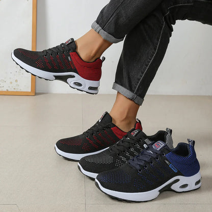 Men's Casual Sneakers Breathable Mesh Lace Up Versatile Lightweight Soft Sole Daily Walking Running Footwear For Outdoor Wear