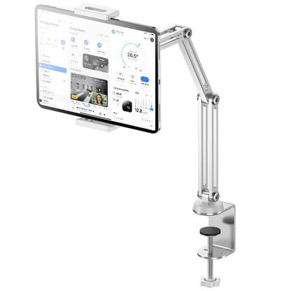 Magnetic Tablet Stand Holder for Desk, Adjustable Tablet Stand with Clamp Mount, 360° Rotation Aluminum Tablet Stand Compatible