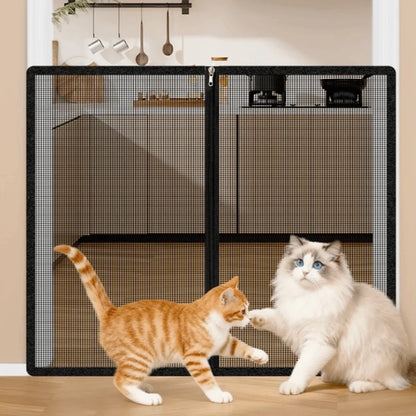 New Metal Mesh Dog Barrier Fences Breathable with Zipper Net Stairs Gate Easy to Install Folding Dog Safety Fence for Cats Dogs