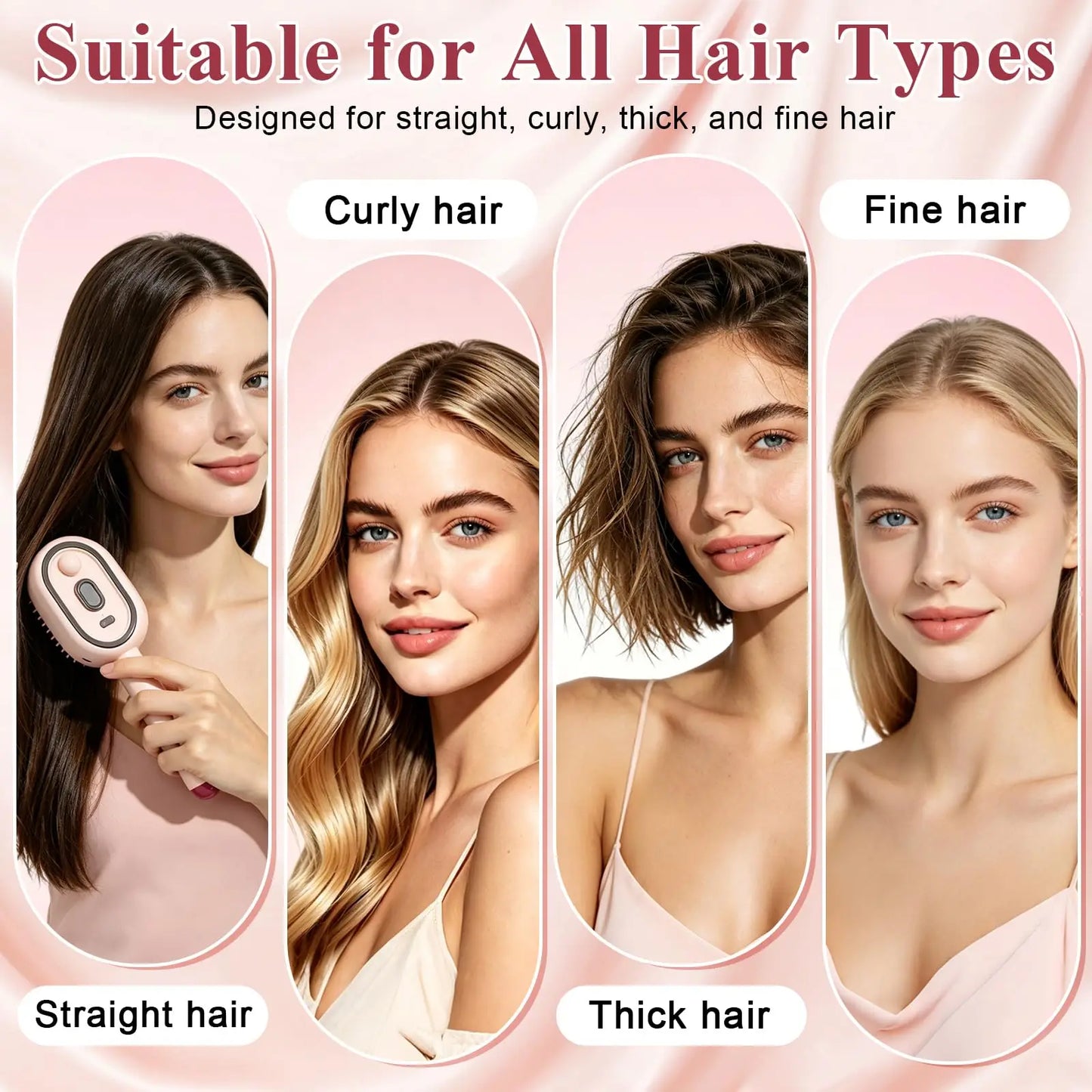 Electric Spray Hair Straightener Comb Electric Steaming Air Cushion Massage Hair Brush Rechargeable Detangling Steam Brush