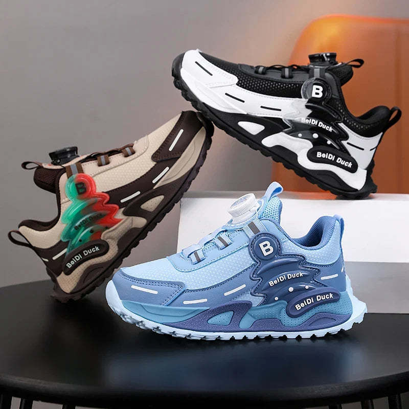 Children Casual Shoes Autumn Winter PU Leather Sneakers for Kids Fashion Patchwork Sports Shoes Boys Girls Gym Trainers 2026 New